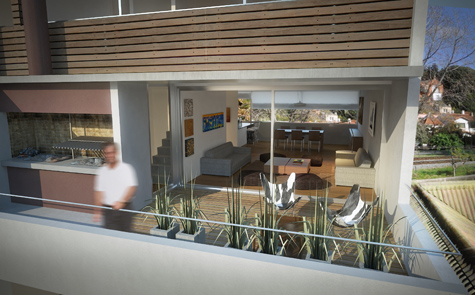 Back Patio with Grill, Duplex Elcano Buenos Aires, Argentina © BRAVE / ARCHITECTURE