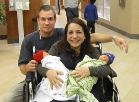 Silvana Micolich and Erik Pacior with babies Liam and Koen