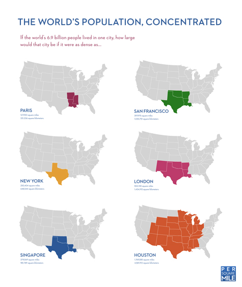 The Worlds Concentrated Population via Per Square Mile