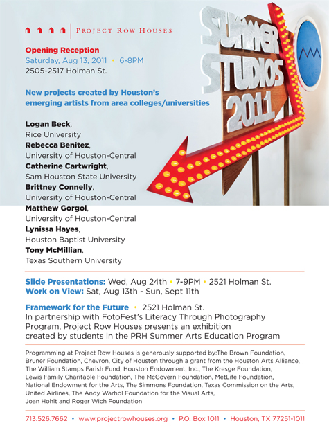 Project Row Houses Summer Studio 2011 Houston